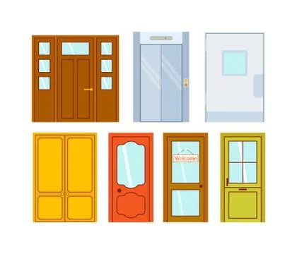 Doors isolated vector illustration Ilustración de archivo