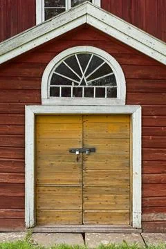 Doors locked with padlocks. Stock Photos