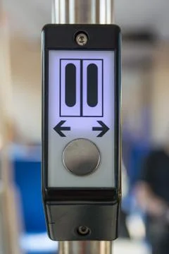 Doors Open Button Train Subway Electronic Arrows White Stock Photos