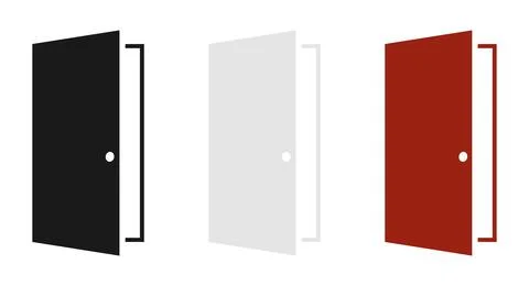 Doors, open doors, set of open entrance doors. Vector image, web banner Stock Illustration
