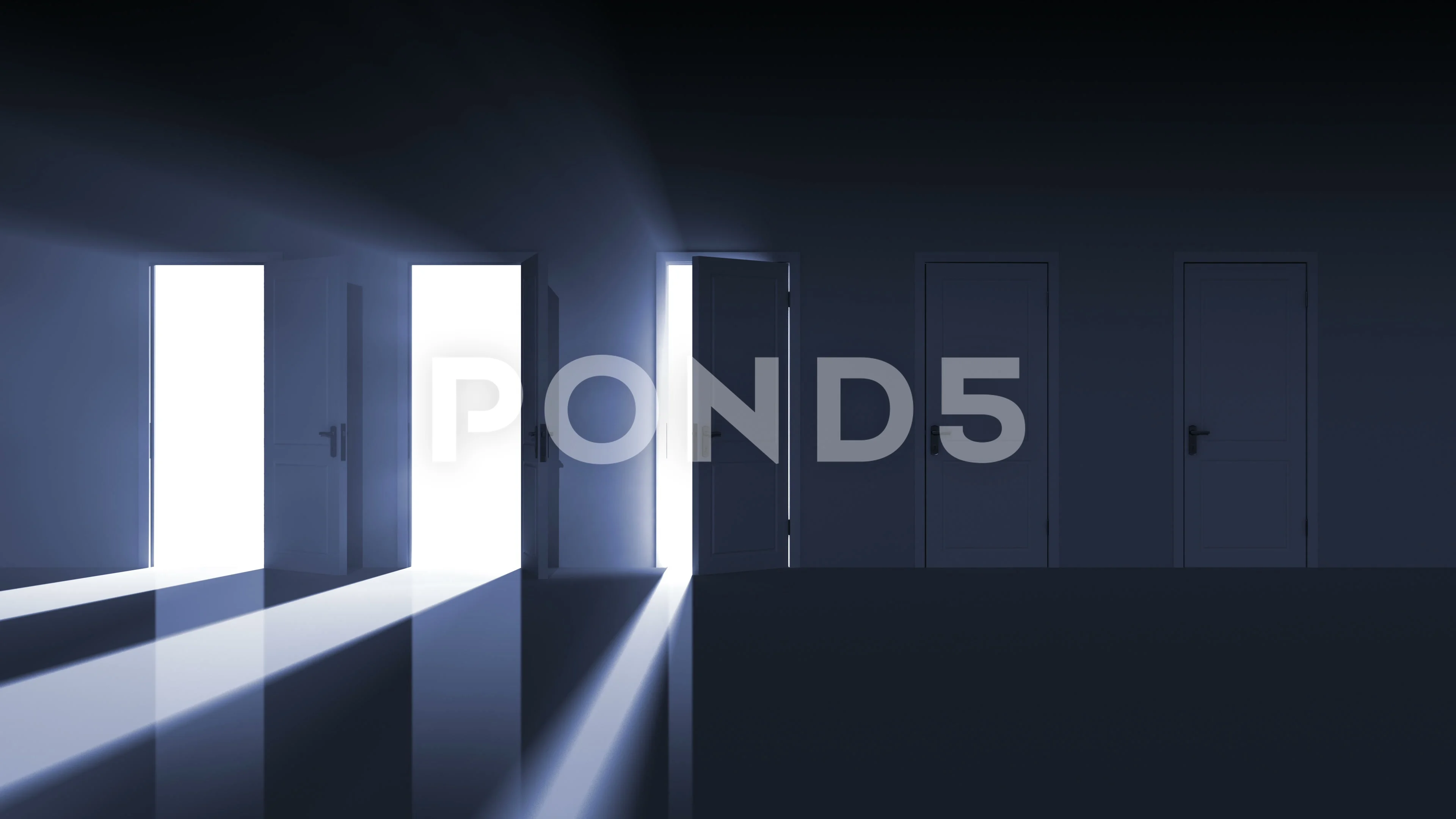 Doors Opening In A Dark Room - Stock Motion Graphics