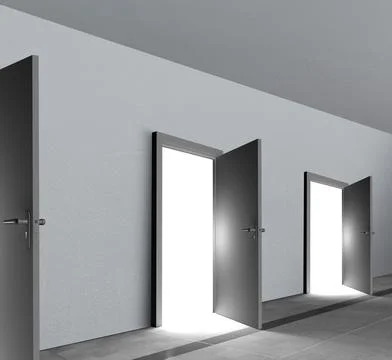 Doors revealing bright light Ilustración de archivo