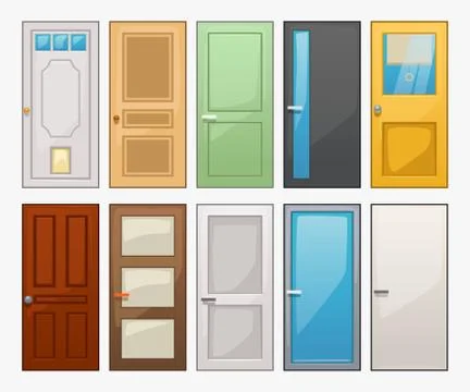 Doors set isolated on white background Stock Illustration