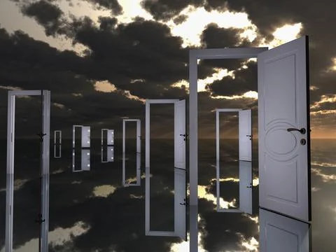 Doors in the sky Stock Illustration