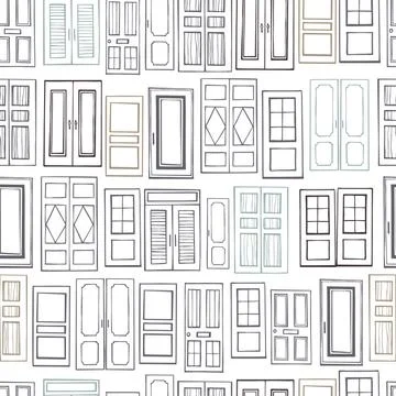 Doors. Vector seamless pattern. Stock Illustration