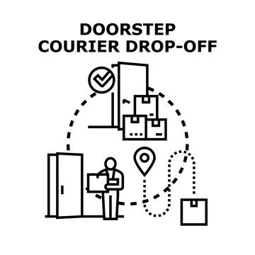 Doorstep courier dropping off package for delivery Illustration