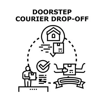 Doorstep courier package drop off delivery service concept イラスト素材