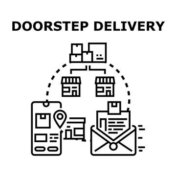 Doorstep delivery ordering service logistic system 스톡 일러스트