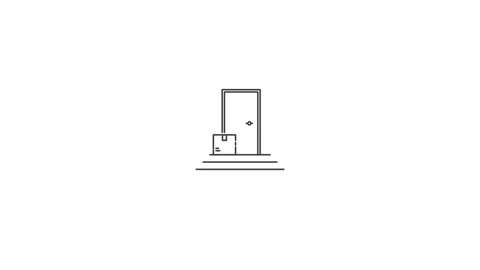 Doorstep Delivery Package Drop Line Icon Animation Stock Footage 347848903