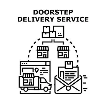 Doorstep delivery service ordering and shipping logistics Stock Illustration