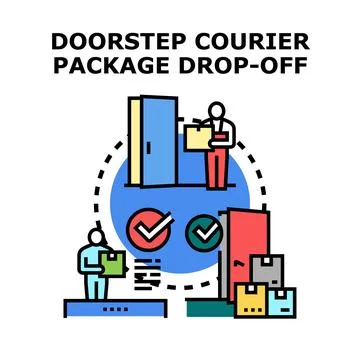 Doorstep package delivery courier service drop off イラスト素材