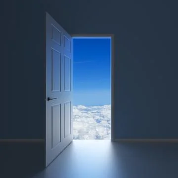 A doorway to Heaven 3D render Illustration