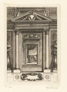 Doorway overlooking second door; Scartaffii Overo Ornamenti. In addition t... Stock Photos