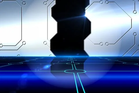 Doorway on technological background Foto stock