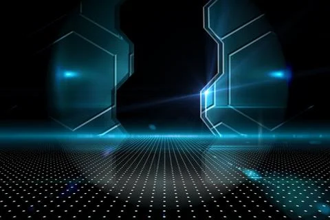 Doorway on technological black background 库存插图