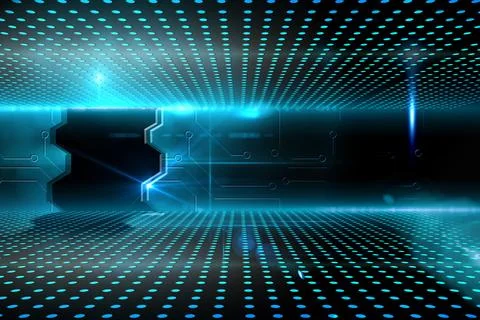Doorway on technological glowing background 库存插图