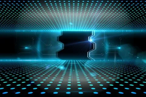 Doorway on technological glowing background 库存插图