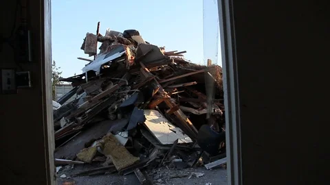 Doorway to trash Stock Footage 94695680
