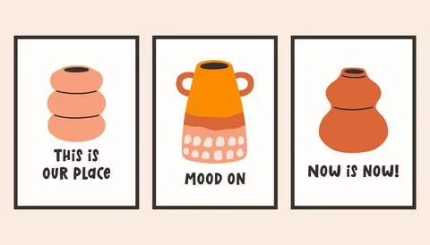 Dopamine decor interior poster set. Trendy wall arts with different objects in Ilustración de archivo