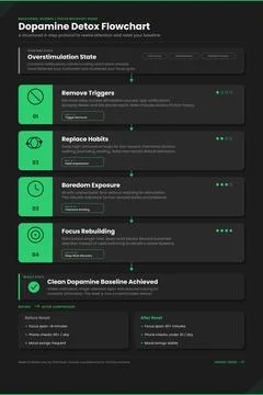 Dopamine Detox Infographic Vector Brain Reset Guide Stock Illustration