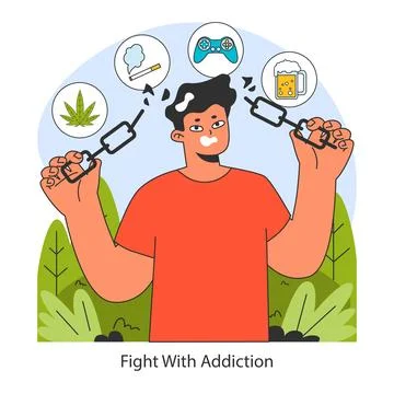 Dopamine fasting concept. Flat vector illustration. 스톡 일러스트