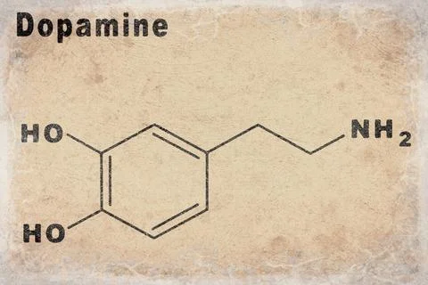 Dopamine Hormone Structural chemical formula Stock Photos
