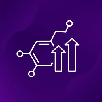 Dopamine level line icon with arrows, vector Stock Illustration