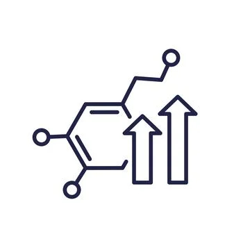 Dopamine level line icon with arrows Stock Illustration