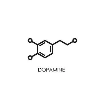 Dopamine molecular structure. neurotransmitter molecule. Skeletal chemical fo Illustrazione stock