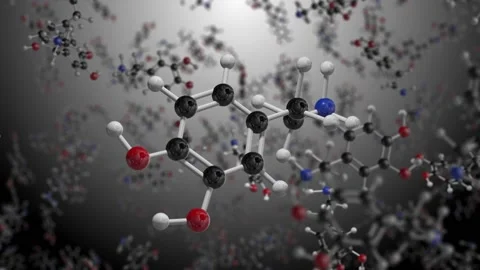 Dopamine Molecule 3D Model Chemical Formula, neurotransmitter made in your brain Stock Footage 193829362