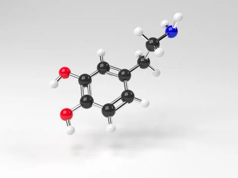Dopamine neurotransmitter molecule 库存插图