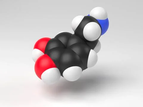 Dopamine neurotransmitter molecule 库存插图