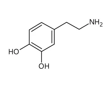 Dopamine structural formula of molecular structure Stock Illustration