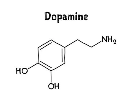 Dopamine structural formula of molecular structure Stock Illustration