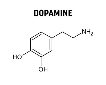 Dopamine structural formula of molecular structure Stock Illustration