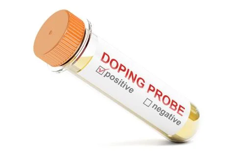 Doping concept, test tube with sample urine, 3D rendering 스톡 일러스트