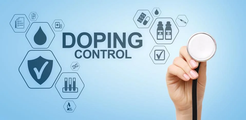 Doping Control Sports Analysis Test Laboratory. Medical concept on virtual 库存照片