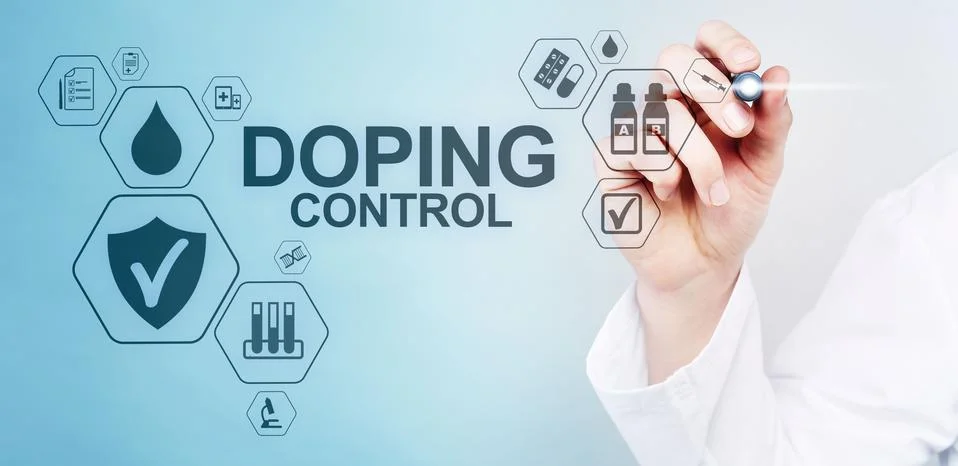 Doping Control Sports Analysis Test Laboratory. Medical concept on virtual Stock-Fotos