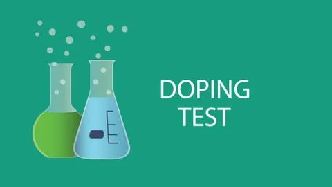 Doping test dope concept illustration with laboratory bottle and text Stock Illustration