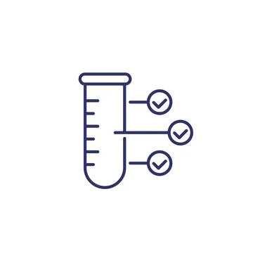 Doping test, lab analysis line icon with test-tube Illustrazione stock