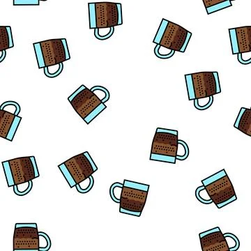 Doppio coffee vector seamless pattern Stock Illustration