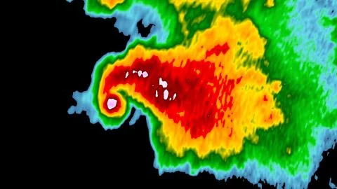 Doppler Radar Tornado (Textbook) Hook Echo Stock Illustration