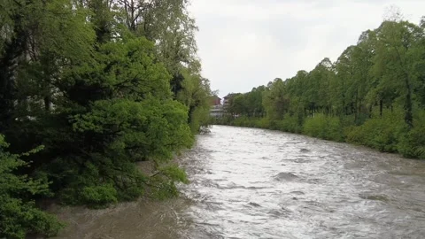 Dora River, in flood, flows through the city 스톡 동영상 311457905