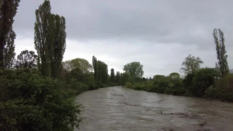 Dora River, in flood, flows through the city 스톡 동영상 311458001