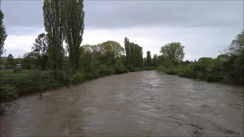 Dora River, in flood, flows through the city 스톡 동영상 311507761