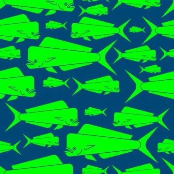 Dorado fish pattern seamless. Mahi Mahi background. vector texture Stock Illustration