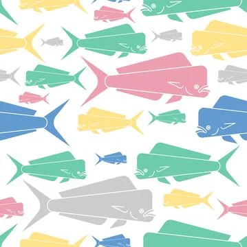 Dorado fish pattern seamless. Mahi Mahi background. vector texture Stock Illustration