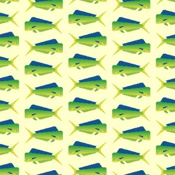 Dorado fish pixel art pattern seamless. 8 bit Mahi Mahi pixelated. vector tex Stock Illustration