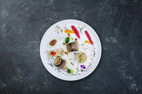 Dorado with Risotto. 스톡 사진