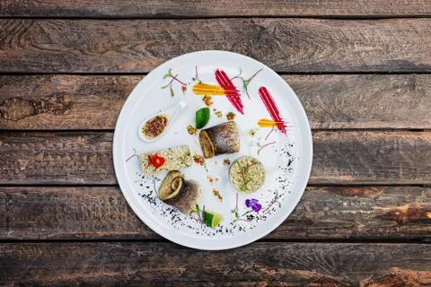 Dorado with Risotto. Stock Photos